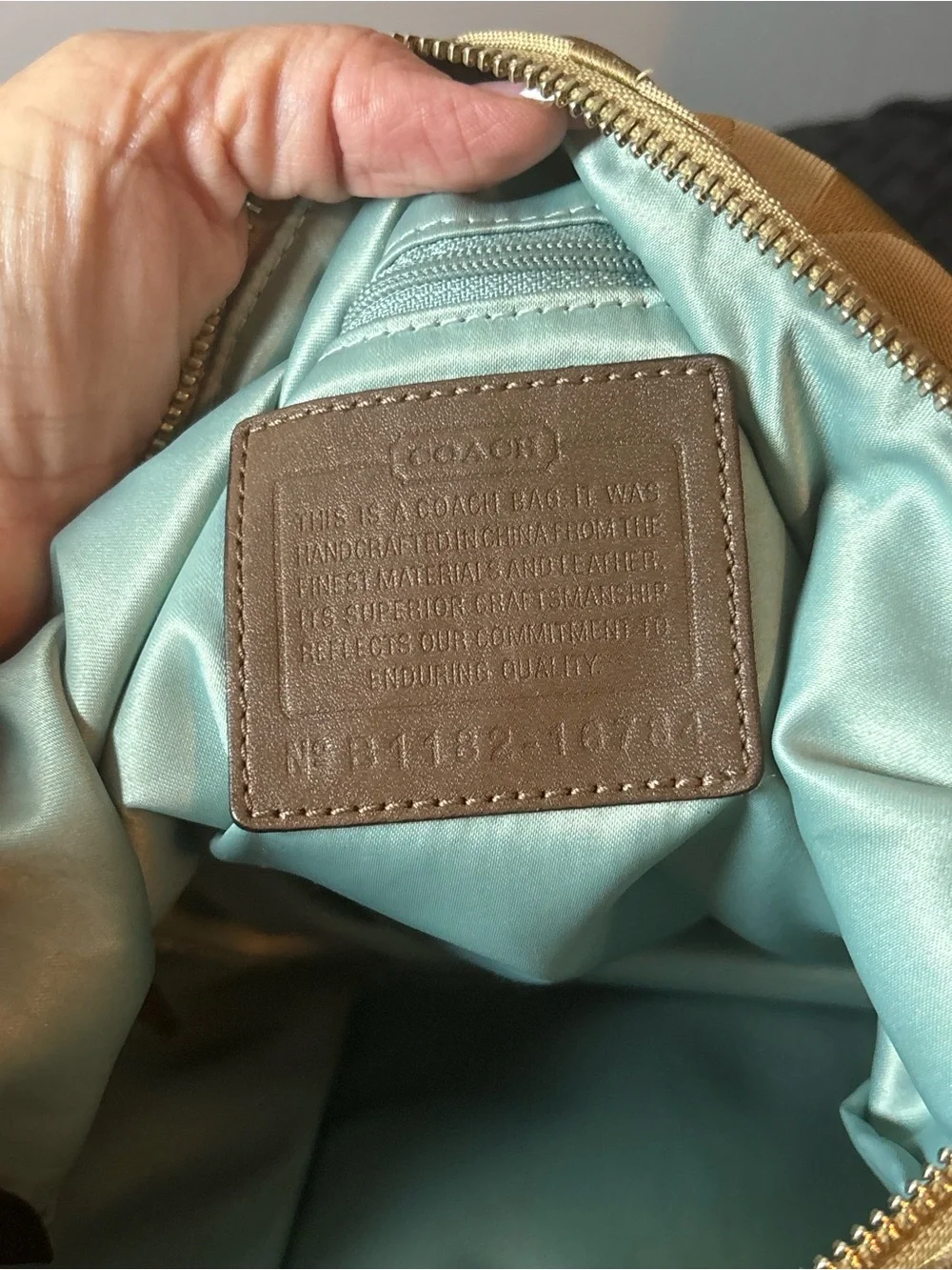 Coach Gold Satin Signature Hobo Shoulder Bag